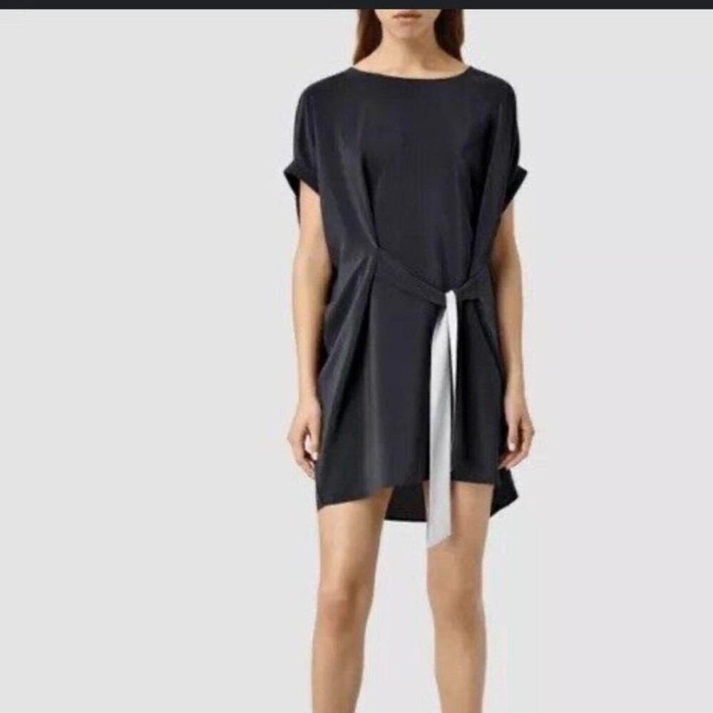 AllSaints Sonny Silk Tie-Front Dress